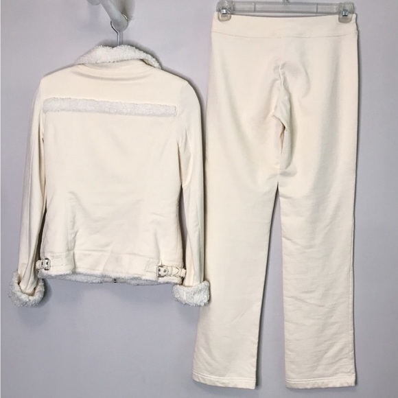 BOSTON PROPER Cream Moto Jacket and pants set sz XS - Picture 2 of 8